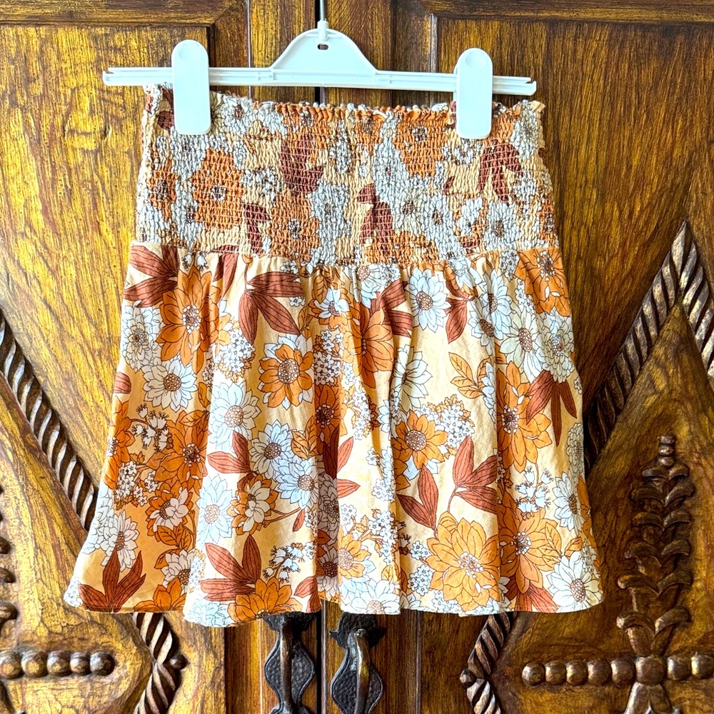 J Crew Linen Floral Women's Skirt in Orange and Brown